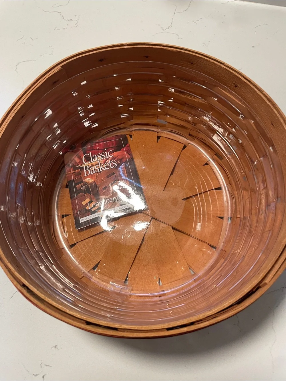 Longaberger small storage solutions  Basket with Red and Olive Accent Bands